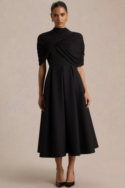 Thalia | Black High-Neck Midi