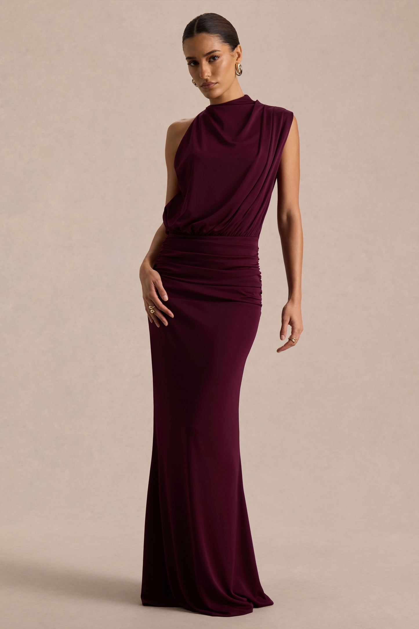 Umaira | Burgundy High-Neck Maxi