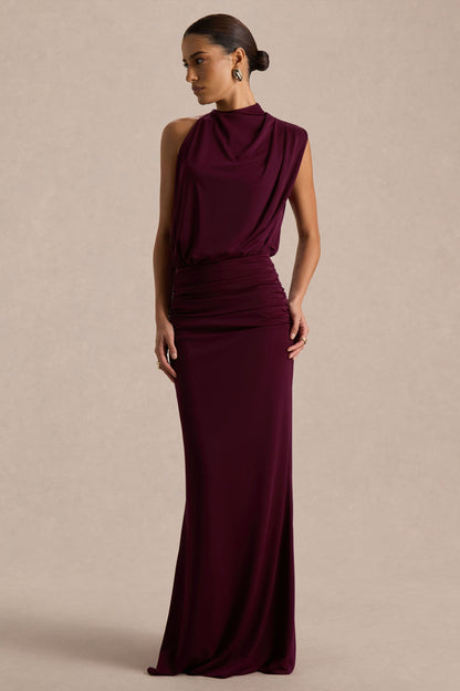 Umaira | Burgundy High-Neck Maxi