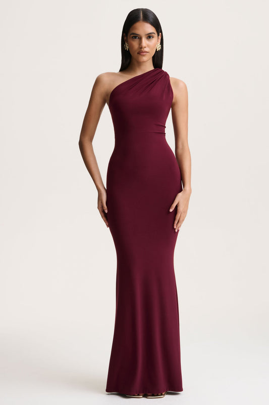 Ottilie | Burgundy Asymmetric-Neck Maxi