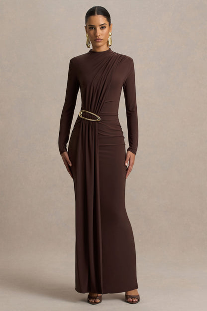 Zadie | Brown High-Neck Maxi