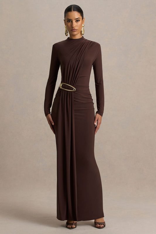 Zadie | Brown High-Neck Maxi