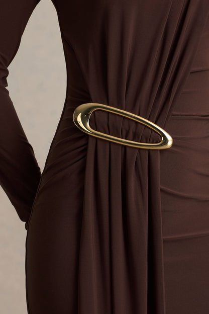 Zadie | Brown High-Neck Maxi