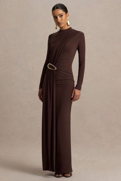 Zadie | Brown High-Neck Maxi