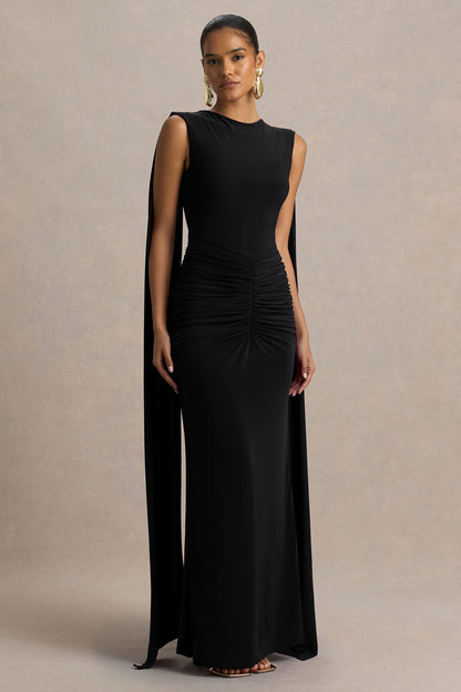 Premiere | Black Boat-Neck Maxi