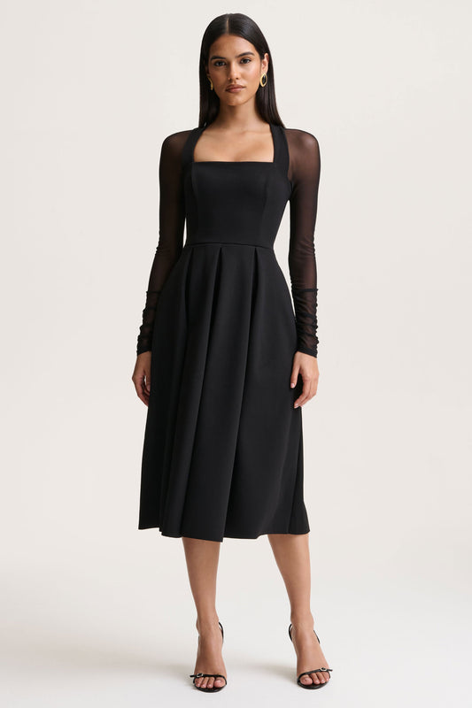 Melinda | Black Square-Neck Midi