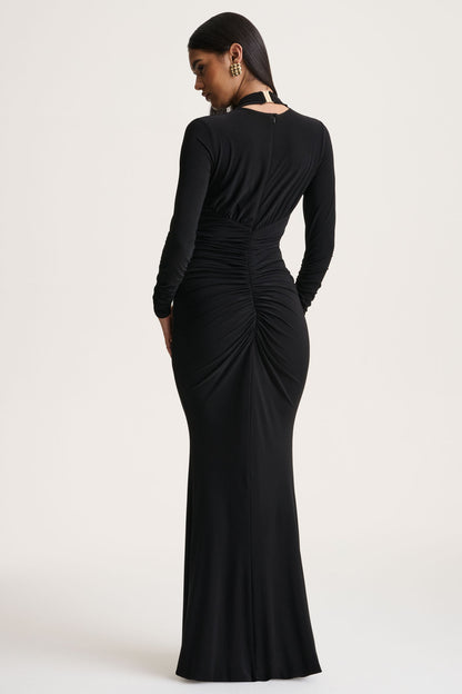 Tami | Black Plunge-Neck Long