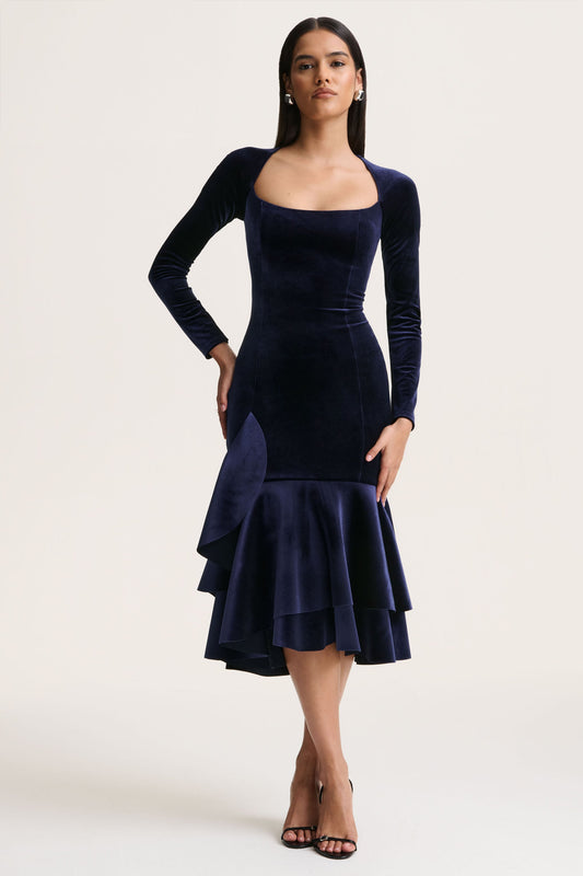 Emberlyn | Navy Velvet Scoop-Neck