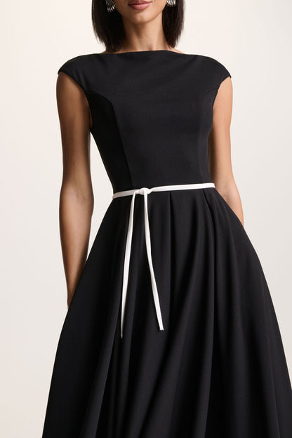 Nataline | Black Round-Neck Midi