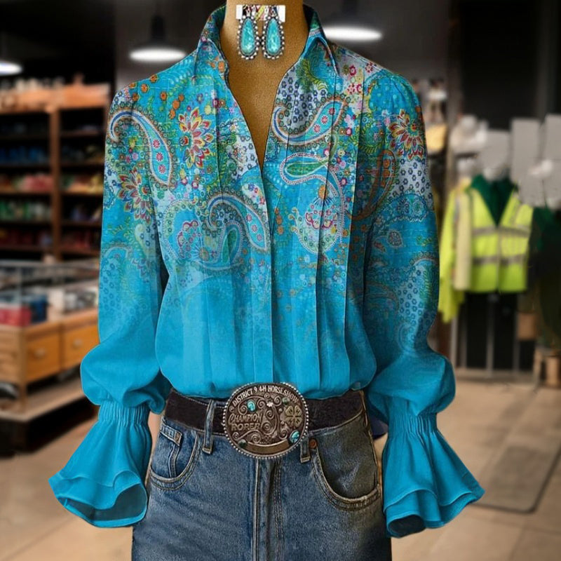 Vintage Ethnic Print Blouse