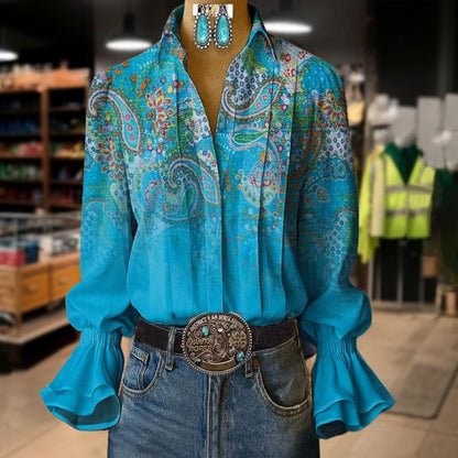 Vintage Ethnic Print Blouse