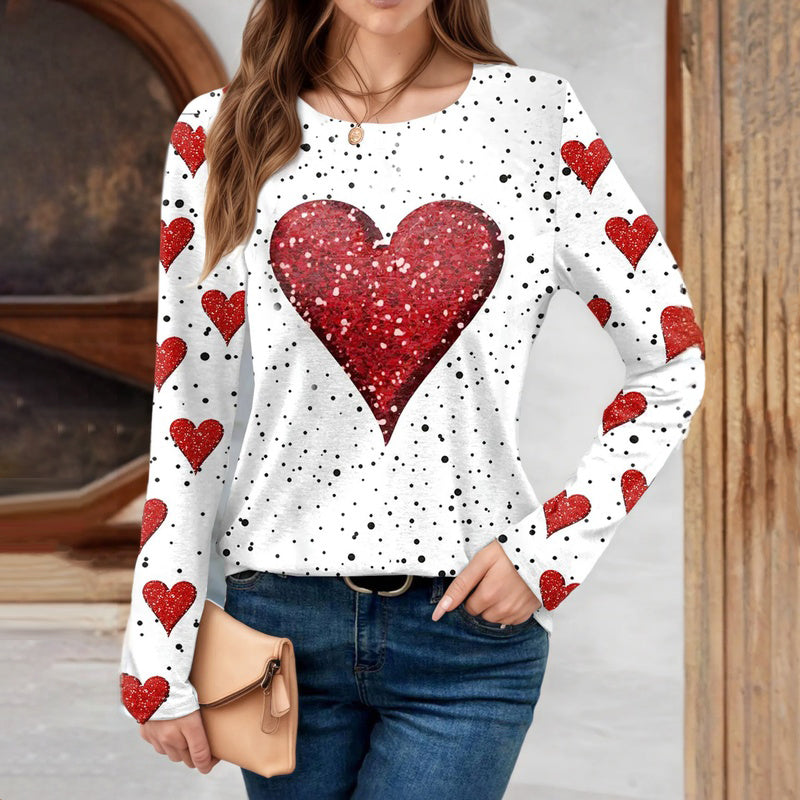 Casual Heart Print T-Shirt