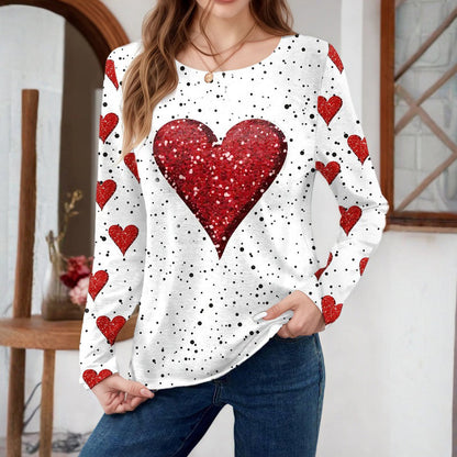 Casual Heart Print T-Shirt