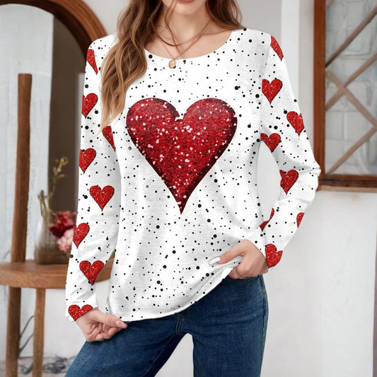Casual Heart Print T-Shirt