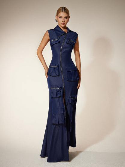 Ekewaka Zipper Utility Pocket Maxi Dress