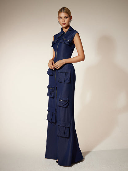 Ekewaka Zipper Utility Pocket Maxi Dress