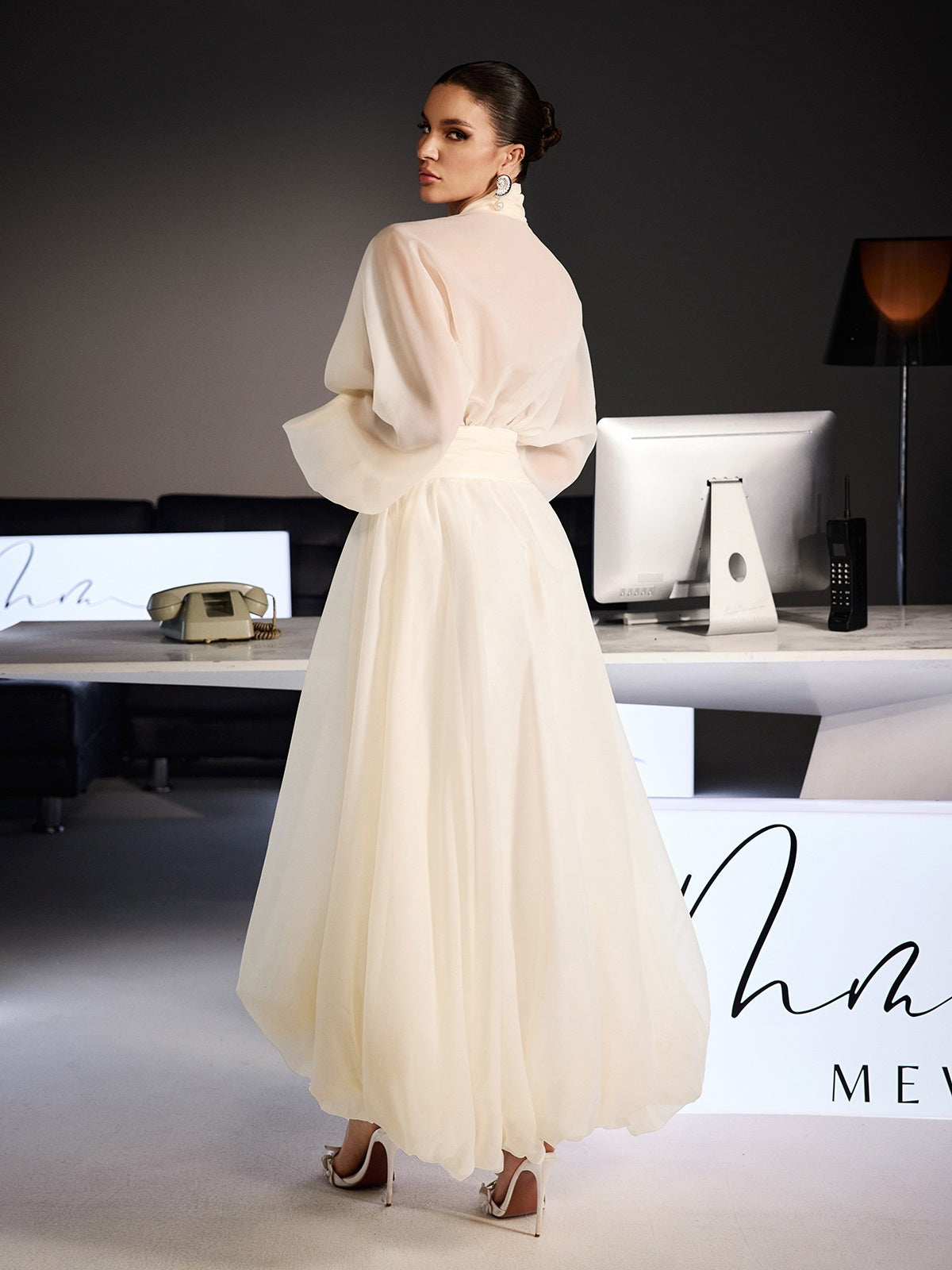 Ferdousi Balloon Sleeve Bubble Midi Dress