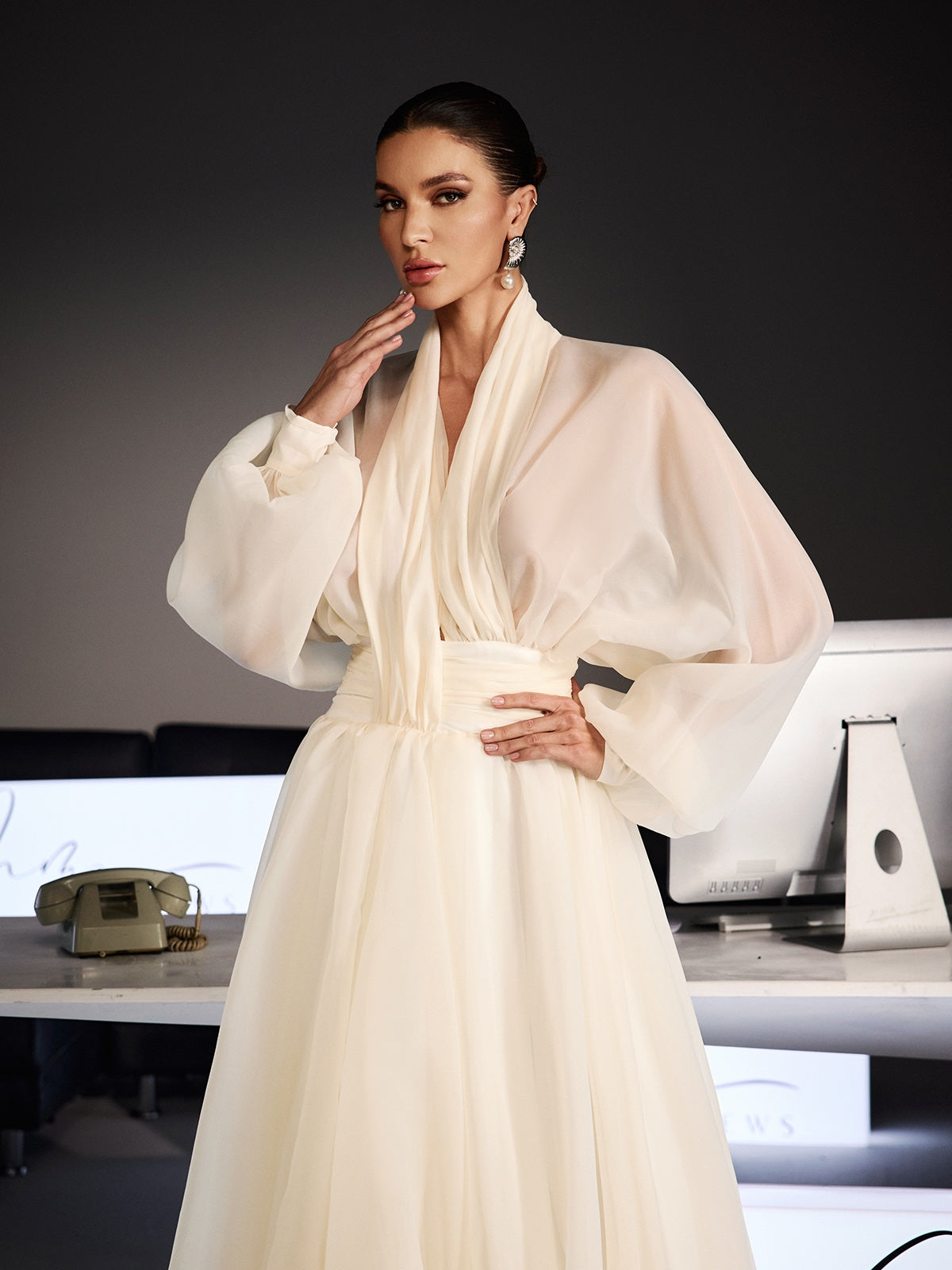 Ferdousi Balloon Sleeve Bubble Midi Dress