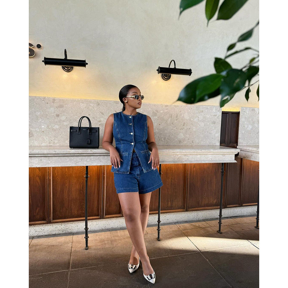 YUNO Denim Button Top and Bottom