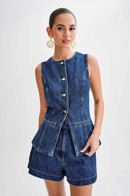 YUNO Denim Button Top and Bottom
