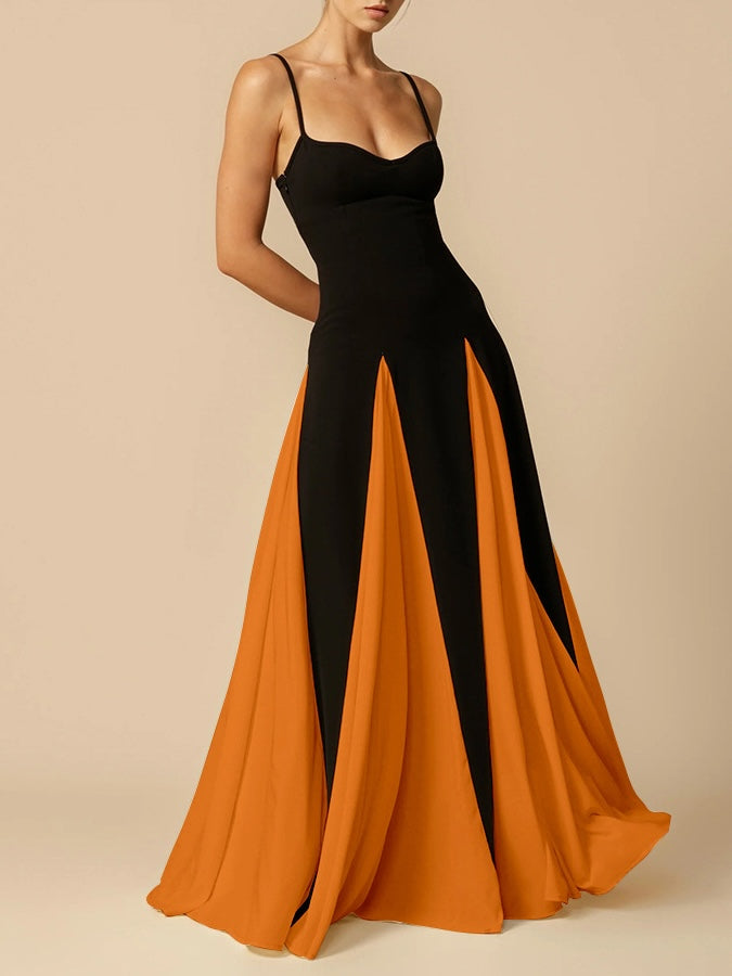 YUNO | Color Block Maxi Slip Dress