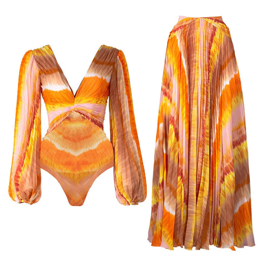 Coral Ember Swimsuit Set - Orange