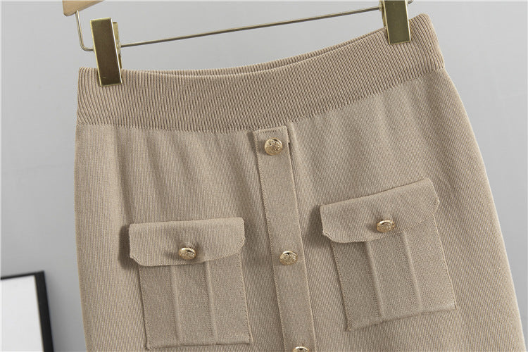 Tailored Knit Cardigan & Midi Skirt Set