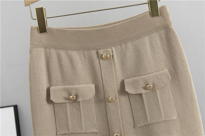 Tailored Knit Cardigan & Midi Skirt Set