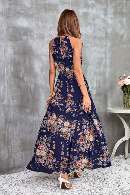 Hermine Halter Neck Elastic Waist Slip Dress