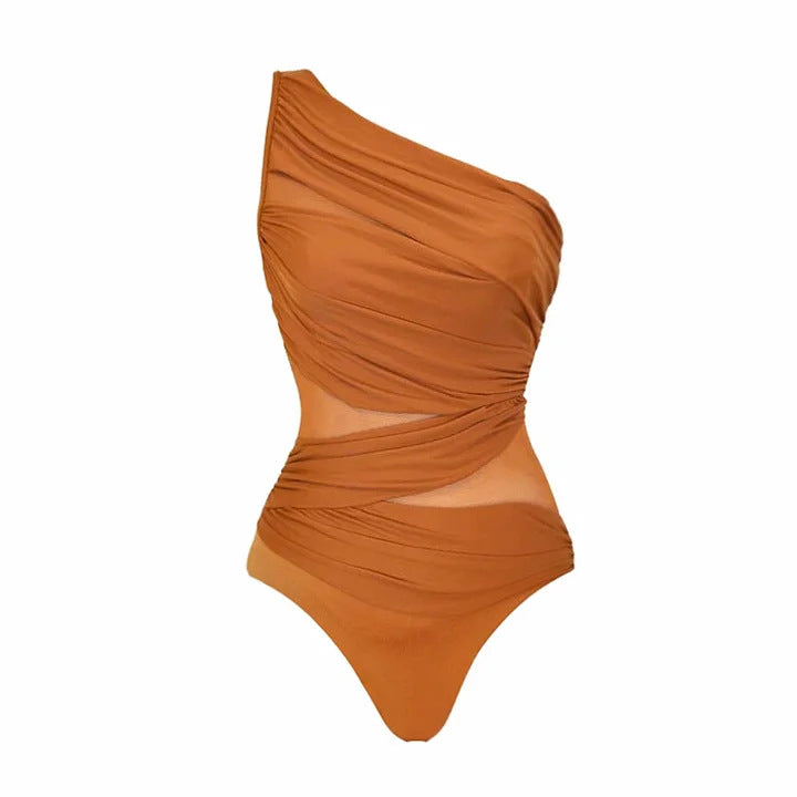 Dune Dance One-Shoulder Swimsuit Set - Orange