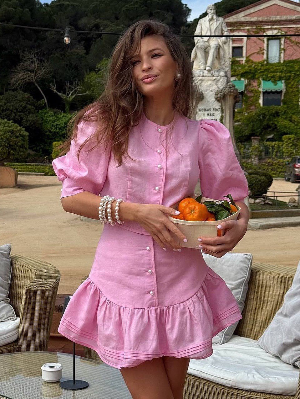 YUNO Sweet linen Two Piece Skirt Set