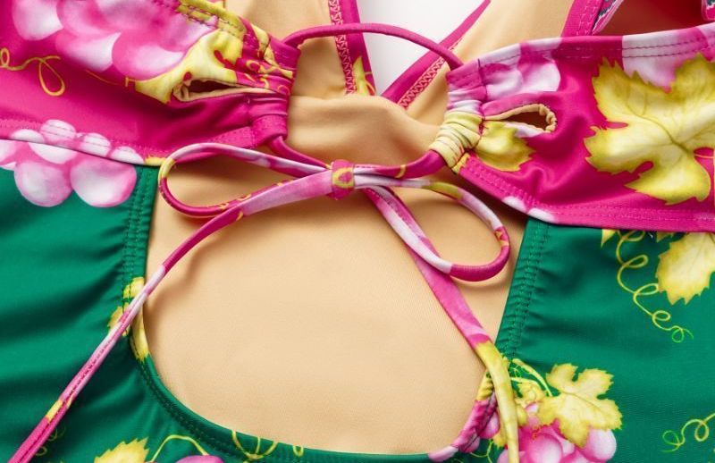 Retro Ruffle Swimsuit - Short Skirt Set - Green