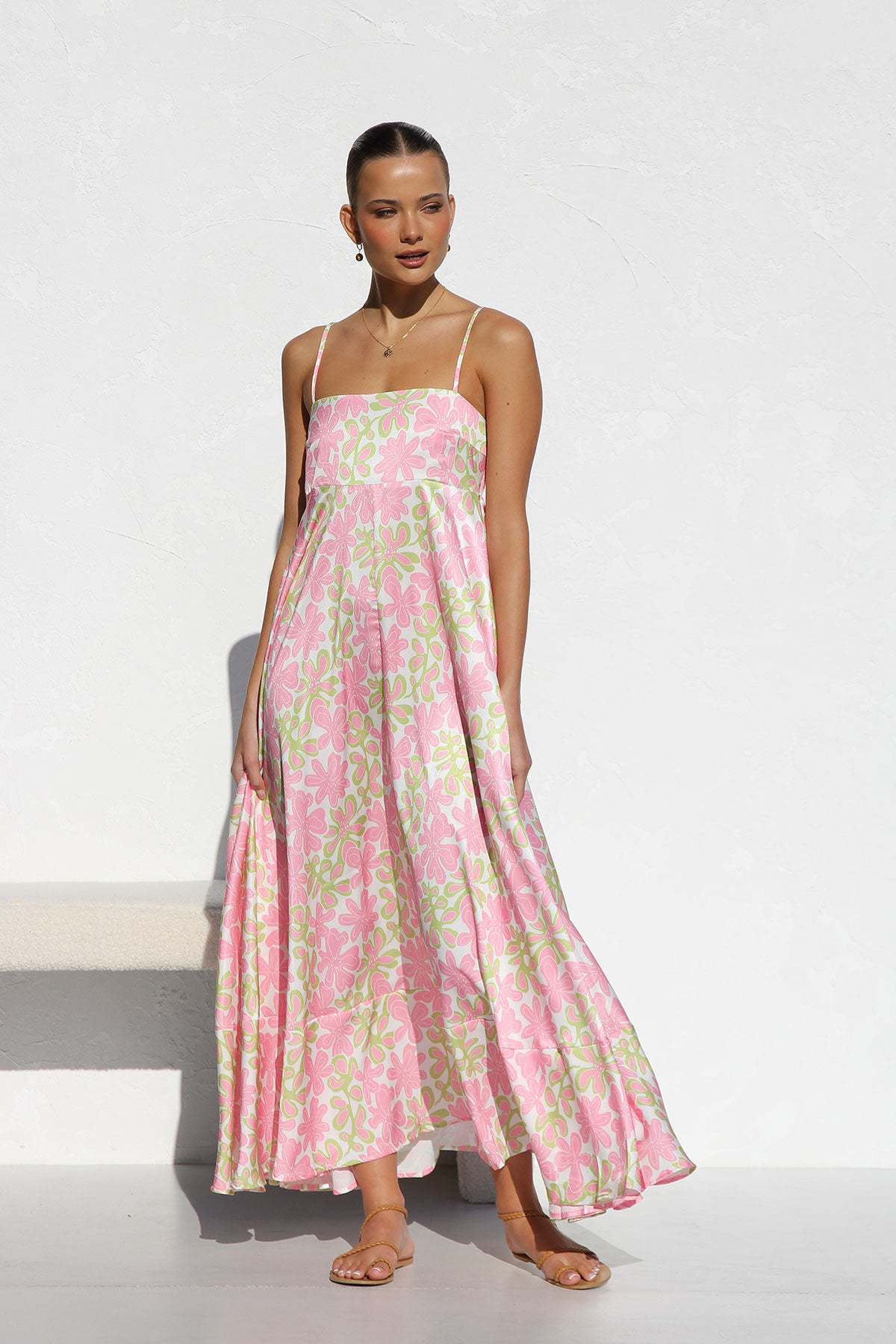 Colourfull Pleated Long Dress