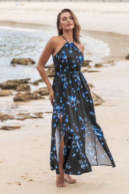 Hermine Halter Neck Elastic Waist Slip Dress