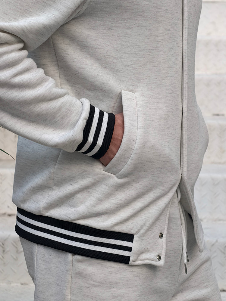 Classic Striped Trim Jacket Pants Set