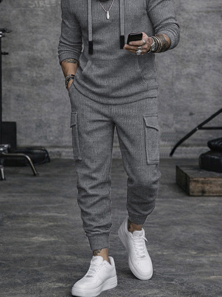Sporty Cargo Style Knit Matching Set