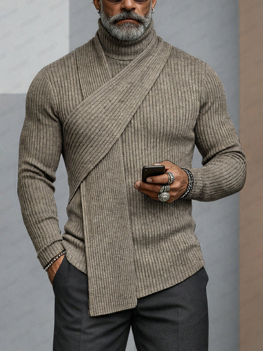 Minimalism Turtleneck Scarf-Decorated Knit Undershirt