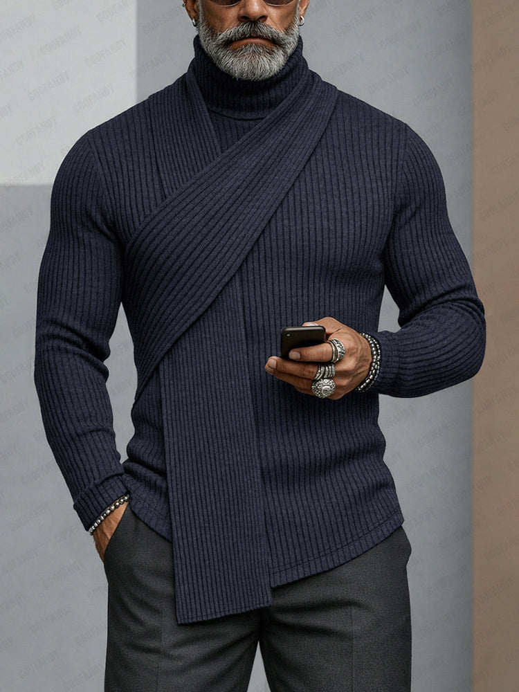 Minimalism Turtleneck Scarf-Decorated Knit Undershirt