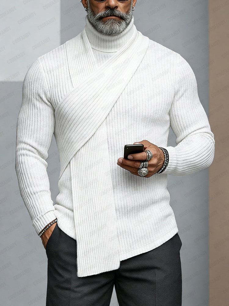 Minimalism Turtleneck Scarf-Decorated Knit Undershirt