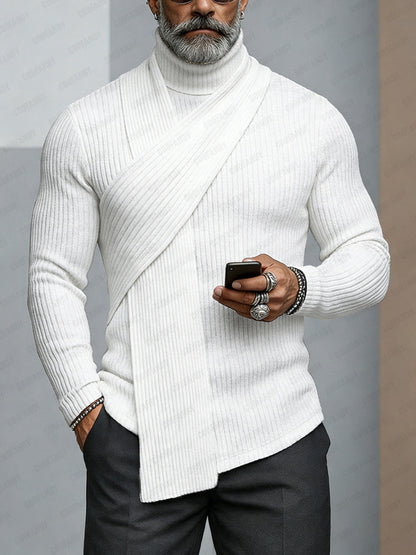 Minimalism Turtleneck Scarf-Decorated Knit Undershirt