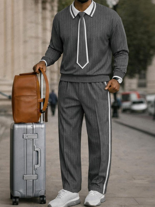Unique Detachable Tie Design Pinstripe Matching Set