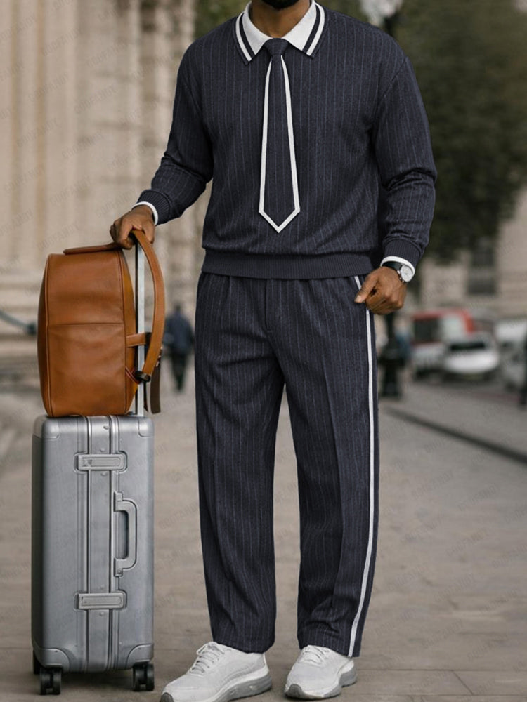 Unique Detachable Tie Design Pinstripe Matching Set