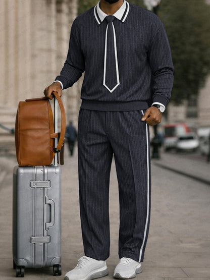 Unique Detachable Tie Design Pinstripe Matching Set
