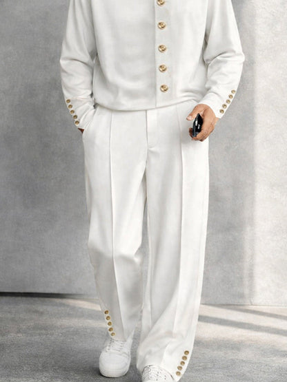 Military-Inspired Button Detail Matching Set