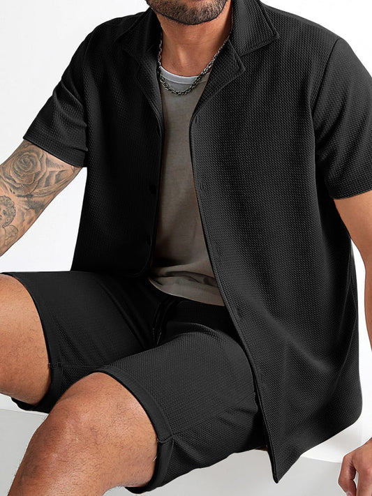 Simple Loose Fit Textured 2-Piece Set