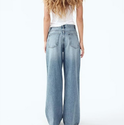 Relaxed High-Waist Wide-Leg Denim Jeans