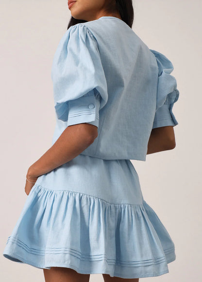 YUNO Sweet linen Two Piece Skirt Set