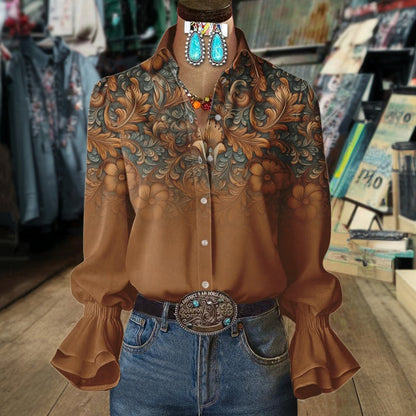 Vintage Floral Print Blouse