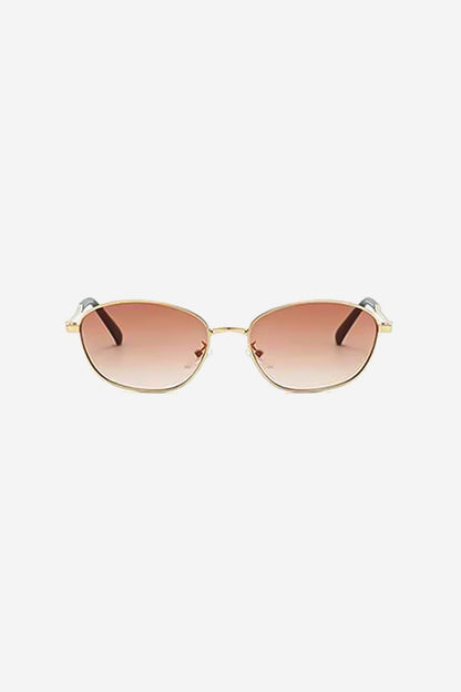 Slim Oval Sunglasses with Lightweight Metal Frame – Pink