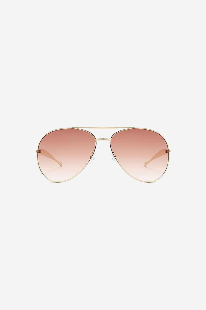 Aviator Sunglasses with Sculpted Gold Frame and Double Bridge – Pink